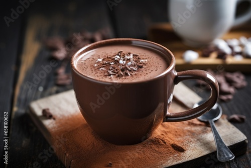 hot chocolate with a sprinkle of cocoa powder