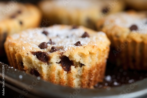 macro shot of a muffins crust