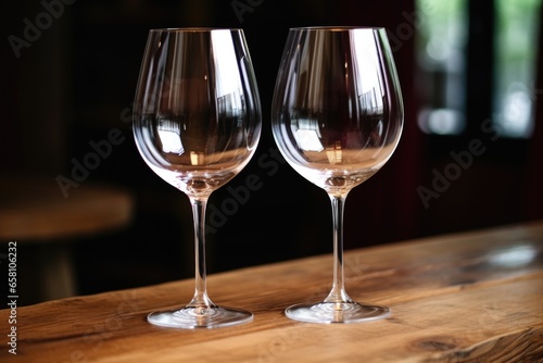 a pair of unwashed wine glasses