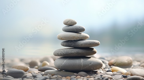 Gray Zen Stones Stacked  AI generated Image