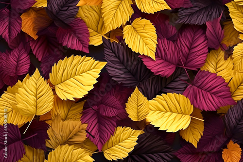 Autumn background yellow and burgundy leaves.