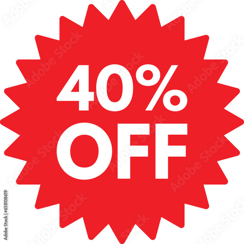 40% off icon . Discount Label up to 40% off . Vector illustration