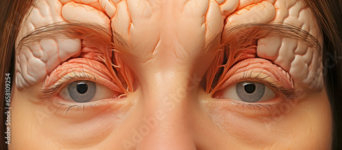 Close up forehead brain. AI generated.