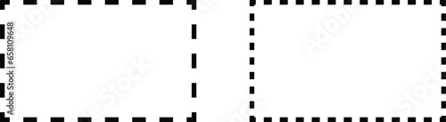 dash line rectangle icon set vector isolated on white background
