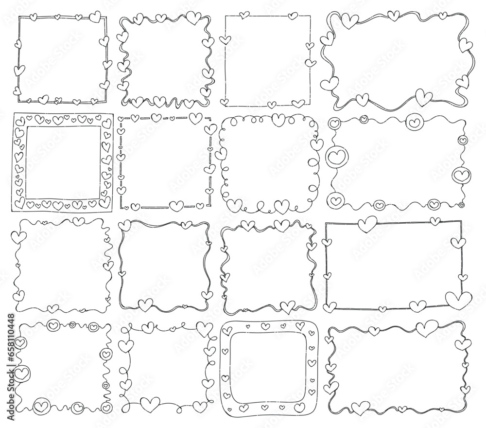 Frame doodle vector set. Drawing sketch hand drawn line eps10 Frame doodle vector set. Drawing sketch hand drawn line eps10