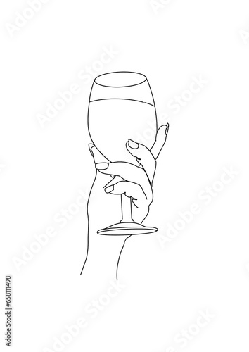 line art hand holding glass