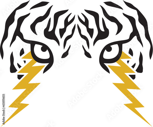 Tiger Eyes with Lightning Bolts Color. Vector Illustration.