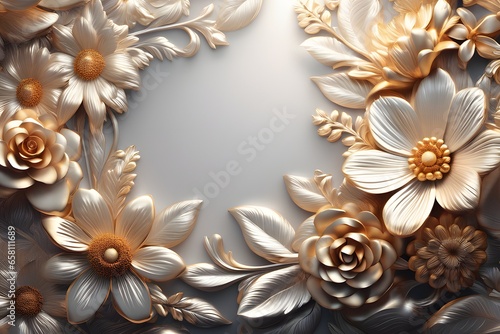 Beautiful floral ornamental background with flowers and leaves.