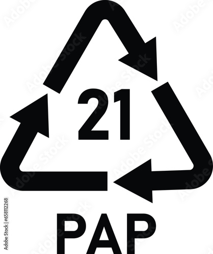 Foto paper recycling symbol PAP 21 vector isolated on white background