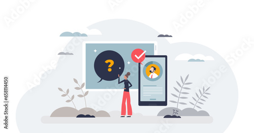 Quick queries and instant replies as fast response answer tiny person concept, transparent background. Dialogue with customer or client as effective support for successful feedback illustration.