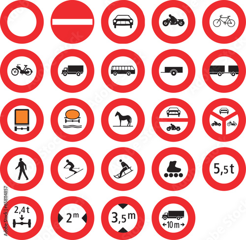 Prohibitions, Regulatory signs, Road signs in Switzerland and Liechtenstein