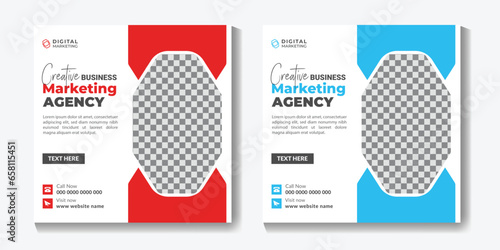 Digital marketing agency business promotion for corporate social media post banner template, business social media post banner template, editable square post banner design