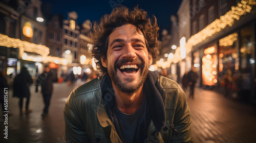 Tourist Capturing a Selfie in Amsterdam