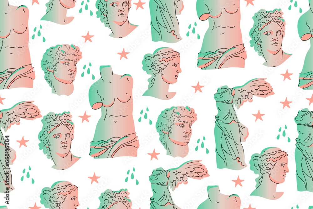 Φωτογραφία Seamless pattern with Greek sculptures