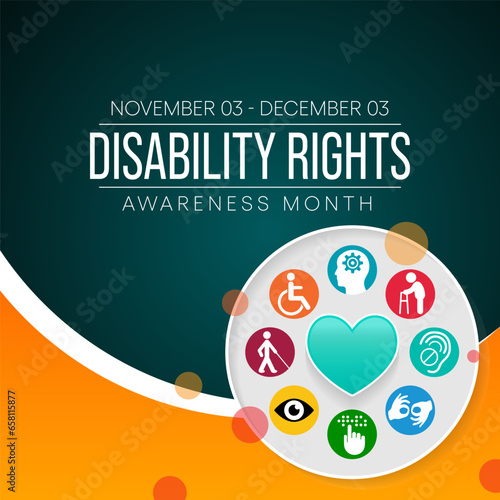Disability Rights awareness month is observed every year from November 3 to December 3, Vector illustration