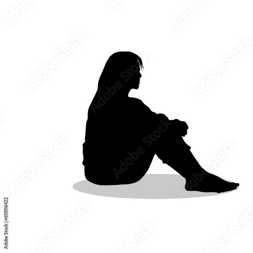 Girl sitting vector png