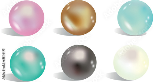 set of realistic pearl in 3d effects for skincare cosmetic