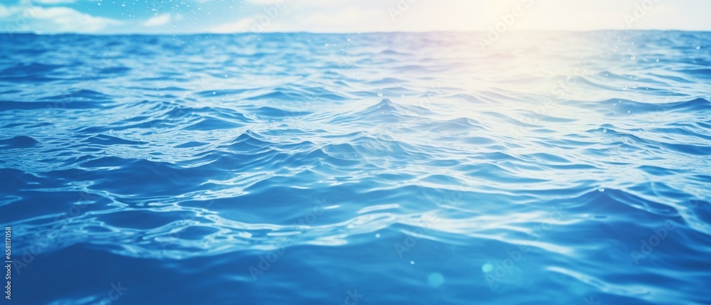 Obraz premium Summer Serenity: Beautiful Blurred Blue Background with Glistening Water Highlights, Evoking the Essence of Seaside Holidays