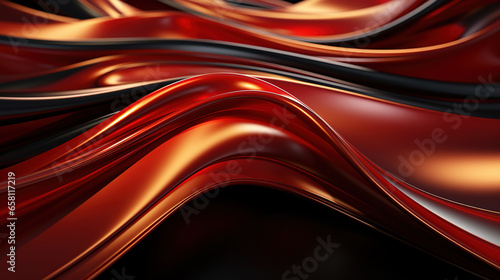 Abstract of Red and Gold Color Acrylic Liquid Gel Paint Thick Wavy Background