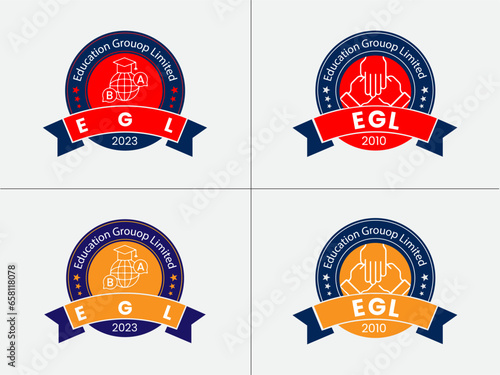 Minimal education university and college school academy logo design template. Modern Frames and Logos
