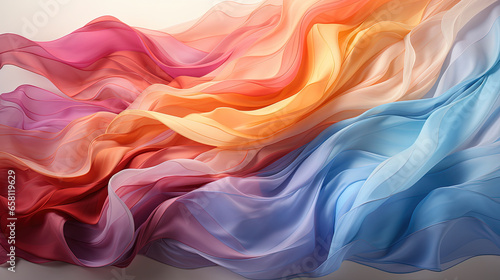Digital Art of Colorful Textile Transparent Silky Wavy Fabric Background