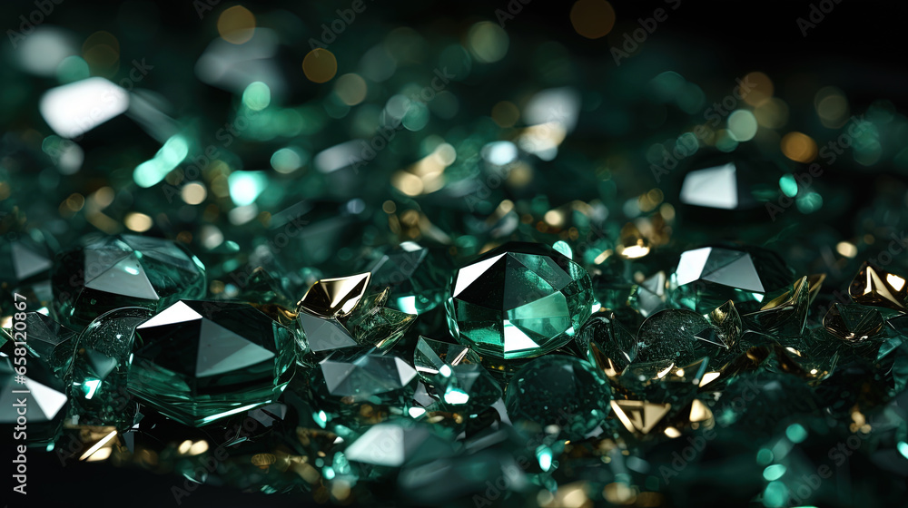 Solid Green Color Gem in Sparkles Glitter Defocused Background Solid Green Color Gem in Sparkles Glitter Defocused Background