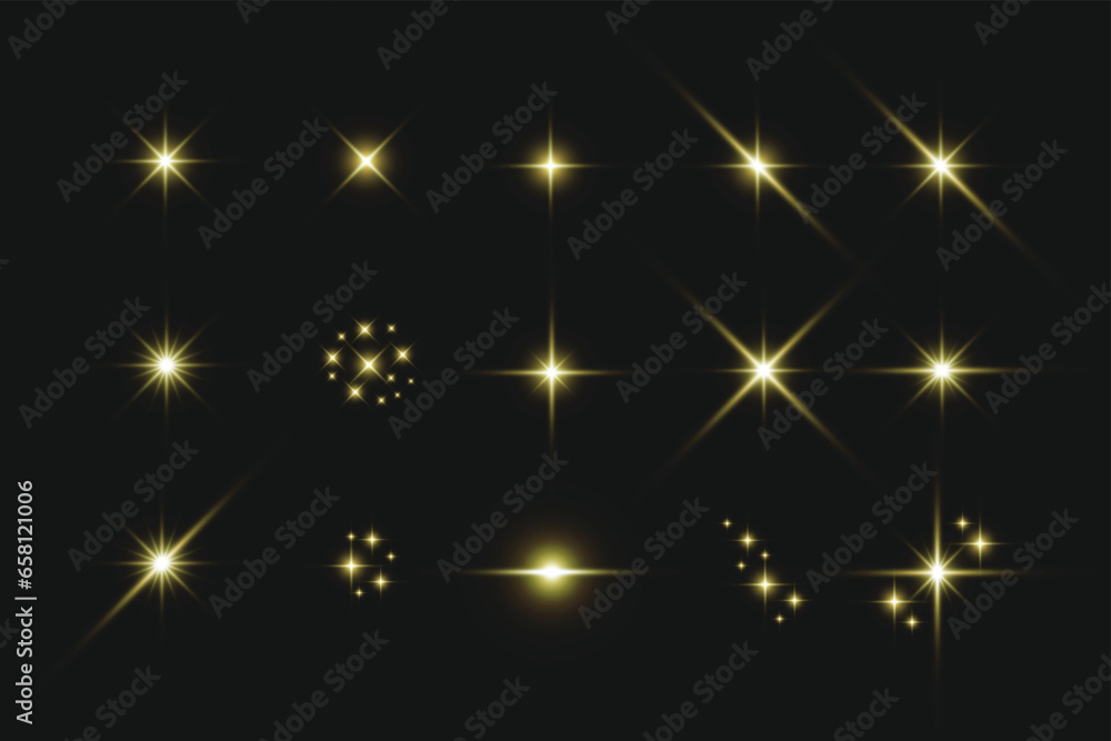 Set of Shine glowing stars for celebration, new year. Vector illustration Set of Shine glowing stars for celebration, new year. Vector illustration