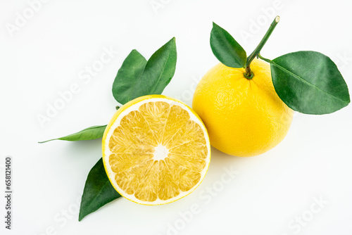 Fresh fruit grapefruit on white background