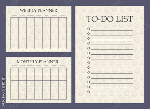 Planner minimalist page childish design set. Categories of notes.