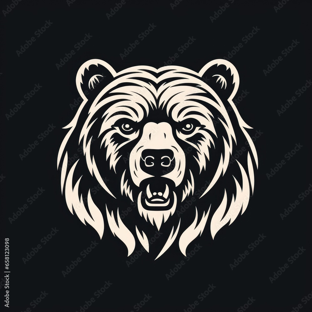 Bear logo, black and white, AI generated Image Bear logo, black and white, AI generated Image