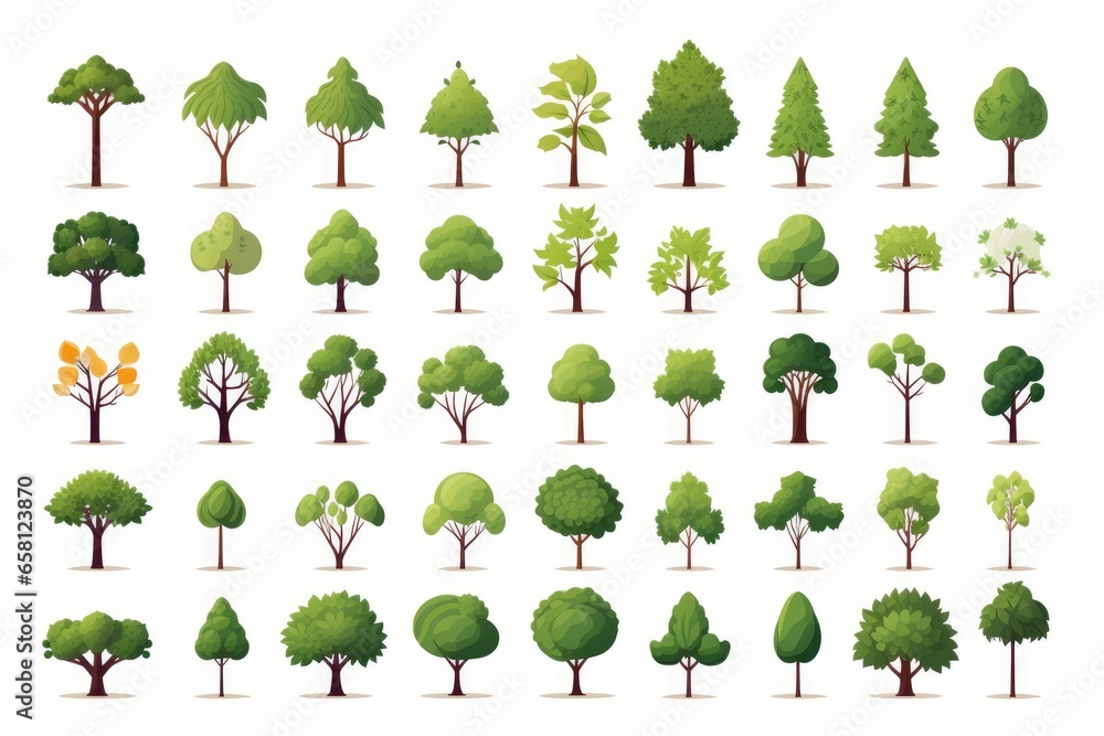 Flat design vector trees icon set. Popular tree species collection. Trees set in flat design. Vector illustration Flat design vector trees icon set. Popular tree species collection. Trees set in flat design. Vector illustration