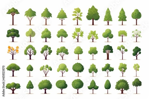 Wallpaper Mural Flat design vector trees icon set. Popular tree species collection. Trees set in flat design. Vector illustration Torontodigital.ca