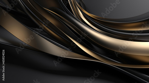 Minimalist Abstract With Wave or Curves of Grey and Gold Background