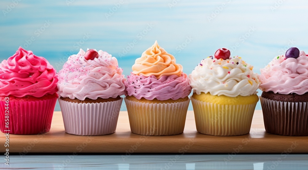 colorful cupcakes background, cupcakes on abstract background, delicious cupkackes on colored background, cupcakes wallpaper