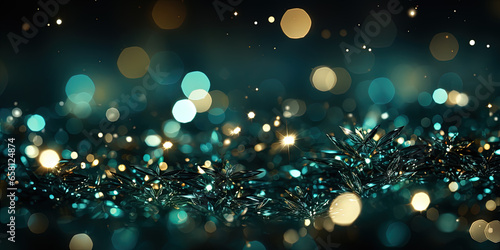Beautiful Gold and Green Glitter Lights Defocused Background