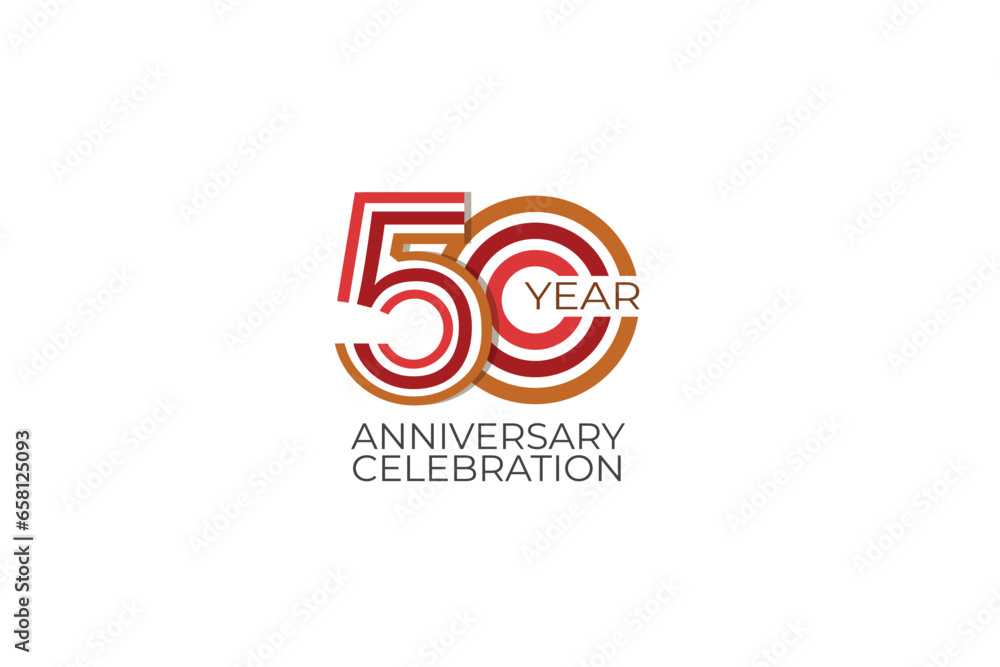 50 year anniversary. celebration with retro style in 3 colors, red, pink and brown on white background for invitation card, poster, internet, design, poster, greeting cards, event - vector 50 year anniversary. celebration with retro style in 3 colors, red, pink and brown on white background for invitation card, poster, internet, design, poster, greeting cards, event - vector