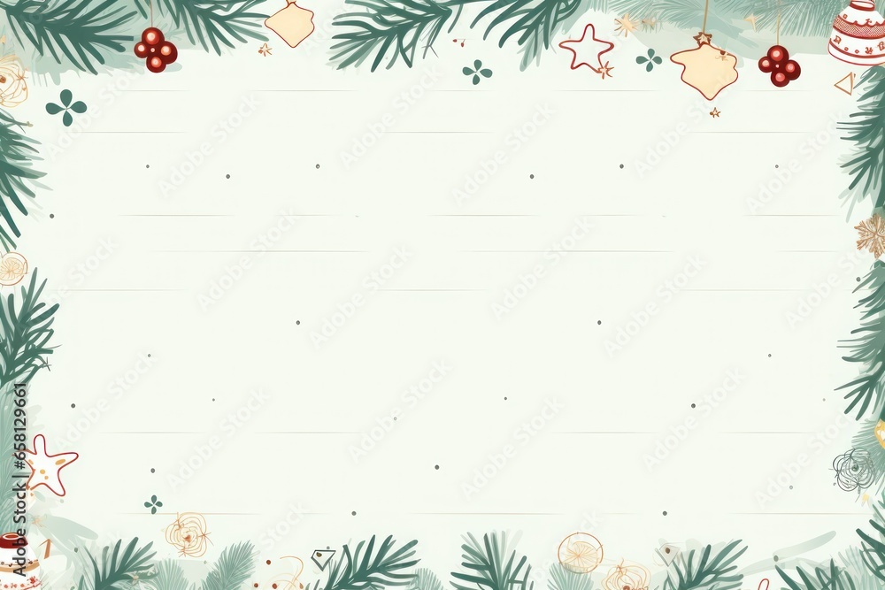 Lined paper for writing cute Christmas theme. Generative AI. - obrazy, fototapety, plakaty 