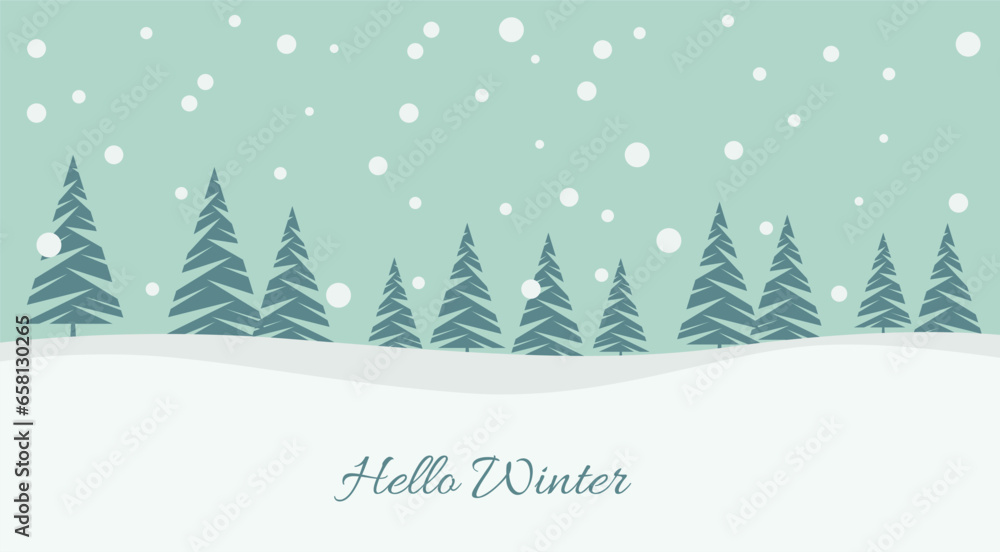 Obraz premium Winter landscape background with fir tree and snow in mountain. Christmas.