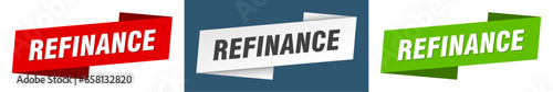 refinance banner. refinance ribbon label sign set