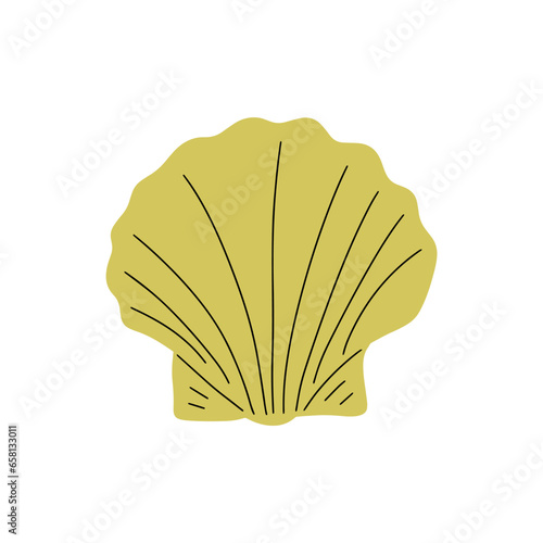 Tropical underwater seashell. Hand drawn sea mollusk shellfish element. Vector illustration in scandinavian style.