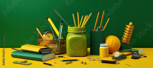 School items on desk photo