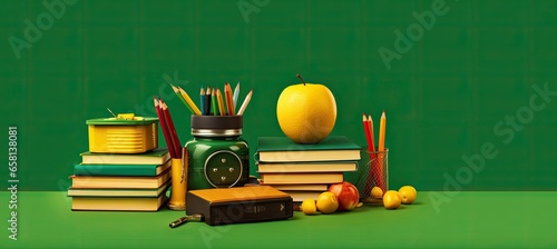 School items on desk photo