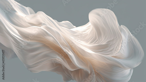 Digital Art of White Textile Transparent Silky Wavy Fabric Background
