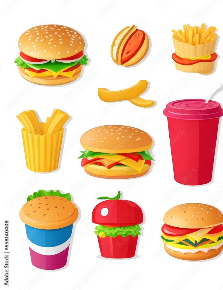 fast food set Generated Ai fast food set Generated Ai