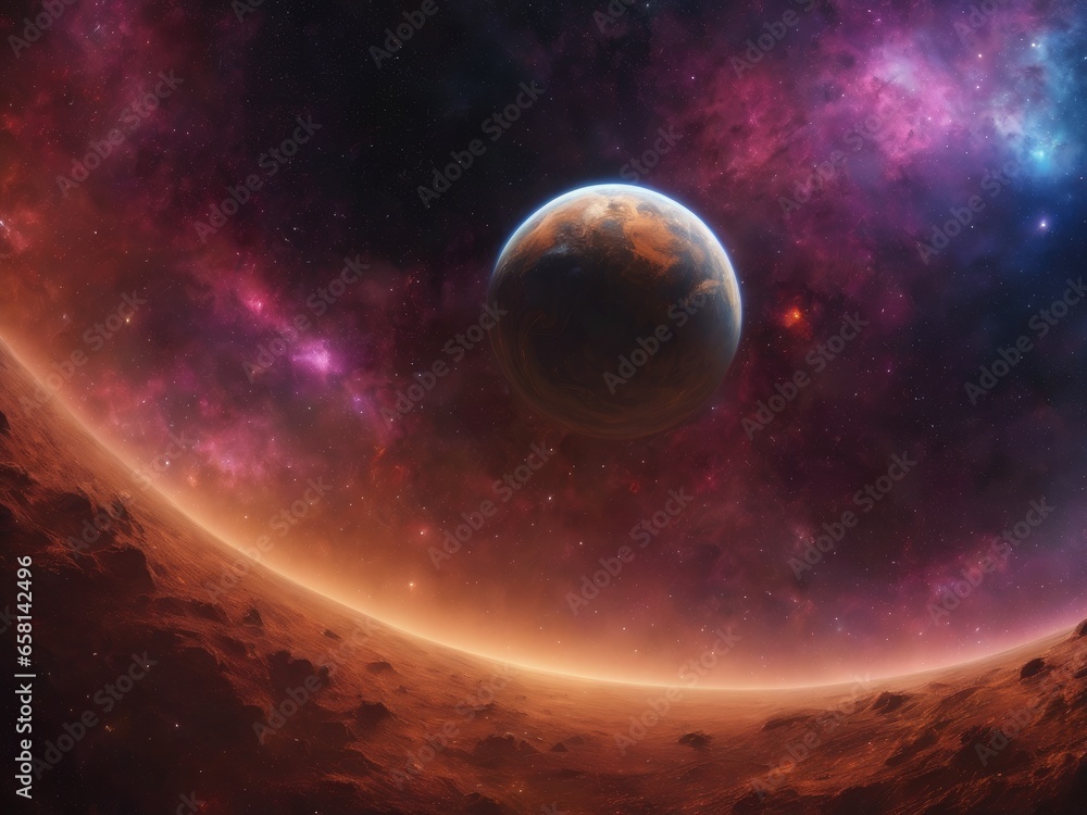 Obraz premium planet in space created by AI.