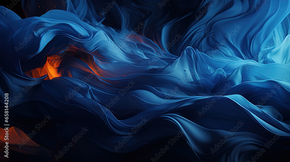 Obraz premium Abstract Art of Deep Blue Silky Fabric Textile Transparent Wavy Background