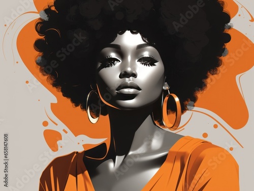 flat vector illustration of African fashion woman with afro hair.
