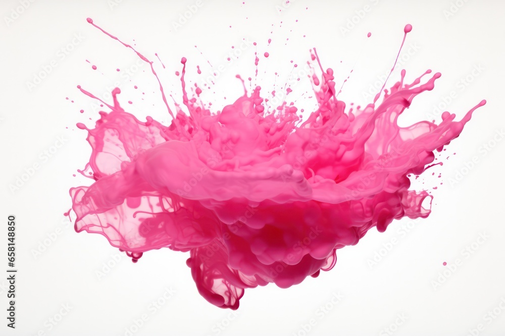 pink liquid paint splash isolated on white background