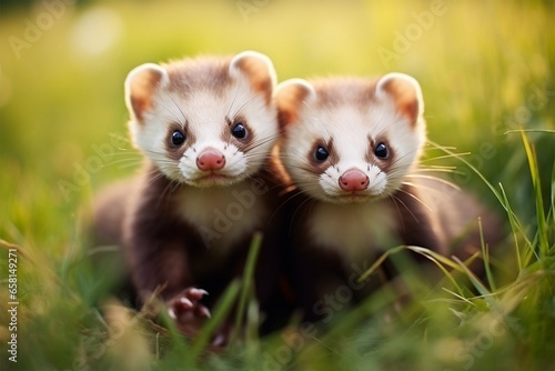 a pair of cute ferrets