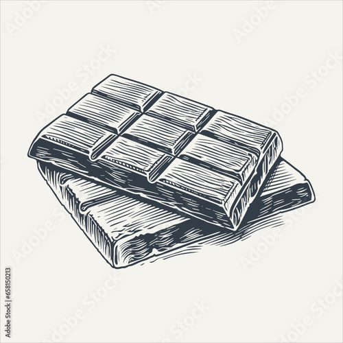 Chocolate bar. Vintage woodcut engraving style vector illustration.